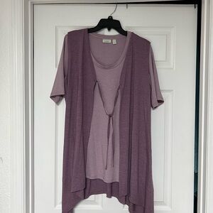 LOGO Purple Layered Tops with Tie Detail.